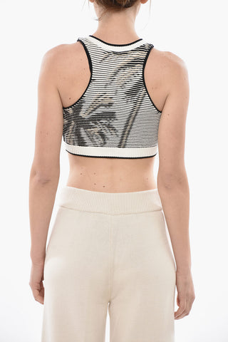 Crop Top BLURRED PALM aus Strick