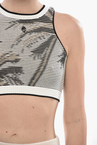 Knit Crop Top BLURRED PALM
