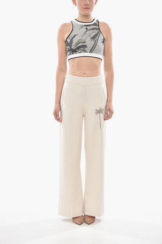 Crop Top BLURRED PALM aus Strick