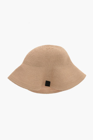 Cappello Cloche in Rafia a Tinta Unita con Dettaglio a Contrasto