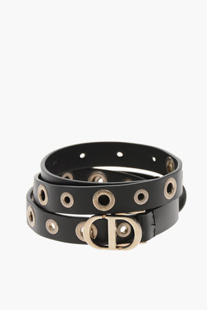 Slim-Fit Leather Belt with Studs 20mm