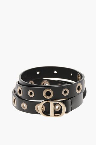 Slim-Fit-Ledergürtel mit Nieten 20 mm