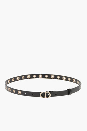 Slim-Fit Leather Belt with Studs 20mm