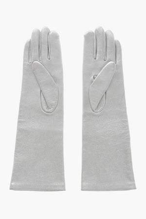 Metallic-Effect Leather Gloves