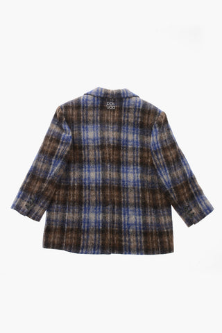 Checked Wool-Blend Coat
