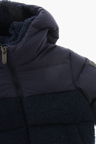 단색 다운 재킷 테리 디테일