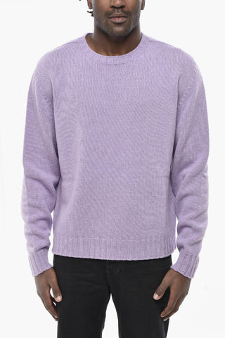 Wool-Blend Crew Neck Sweater CURVED LOGO