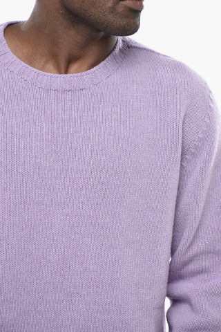Wool-Blend Crew Neck Sweater CURVED LOGO