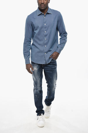 Denim Shirt with French Collar
