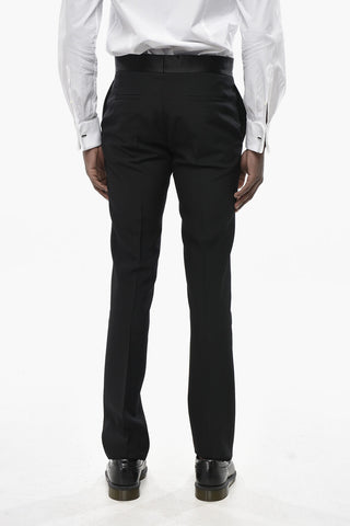 Wool Trousers With Satin Waist Detail
