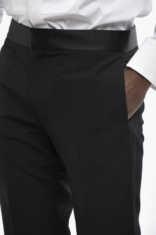 Wool Trousers With Satin Waist Detail