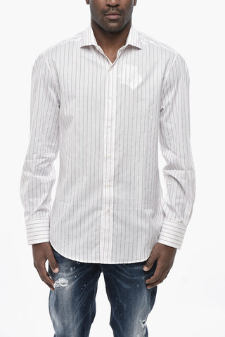 Hairline Cotton Shirt with French Collar