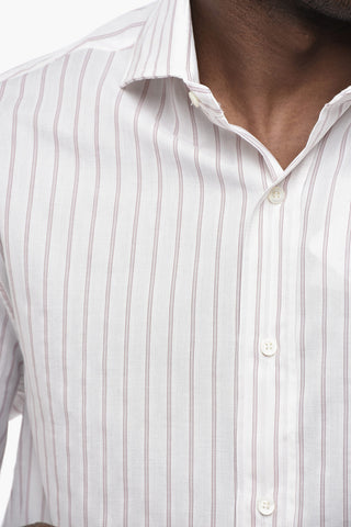 Hairline Cotton Shirt with French Collar