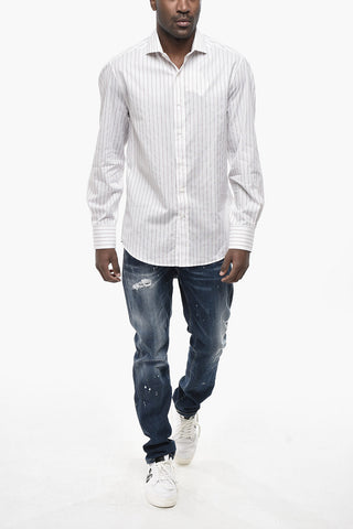 Hairline Cotton Shirt with French Collar