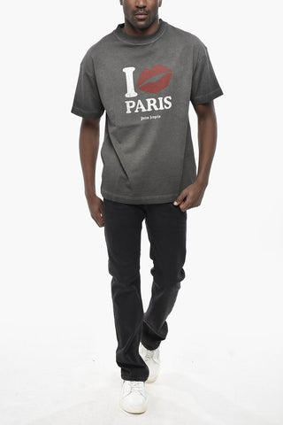 Rundhals-T-Shirt I LOVE PARIS aus Baumwolle