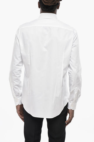 Camicia in Popelin di Cotone con Collo Francese