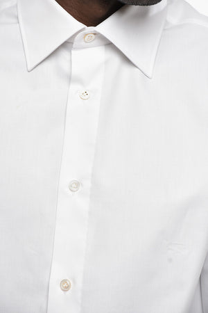 Camicia in Popelin di Cotone con Collo Francese