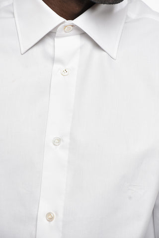 Camicia in Popelin di Cotone con Collo Francese