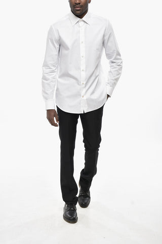 Camicia in Popelin di Cotone con Collo Francese