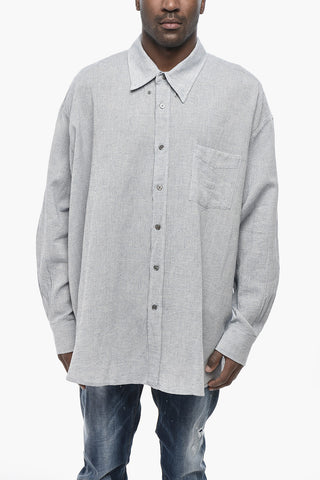 Camicia In Cotone e Lino Button Down