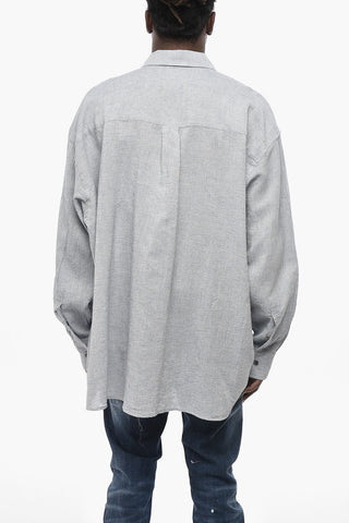 Camicia In Cotone e Lino Button Down