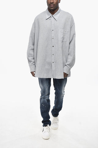 Camicia In Cotone e Lino Button Down