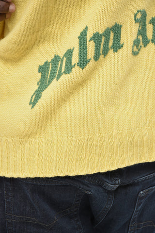Maglia Girocollo CURVED LOGO in Misto Cashmere