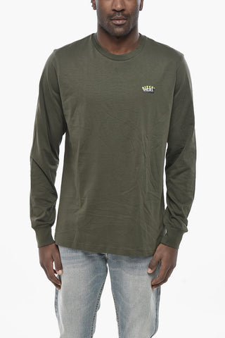 Long-Sleeve Crew Neck T-Shirt T-JUST-LS-SITUATION with Printed Logo