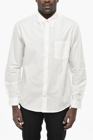 Standard-Fit Solid-Colored Shirt with Button-Down Collar