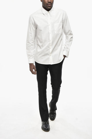 Standard-Fit Solid-Colored Shirt with Button-Down Collar