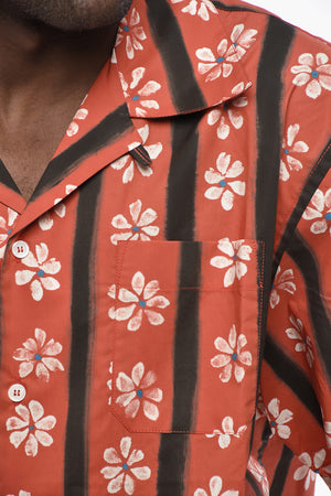 Bowling-Hemd Aus Baumwolle Mit Blumenmuster