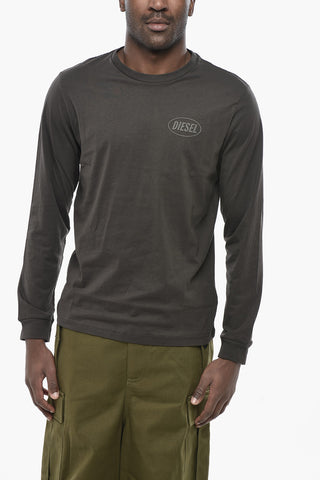 Long-Sleeve T-Shirt T-DIEGO-LS-CREW with Embossed Logo