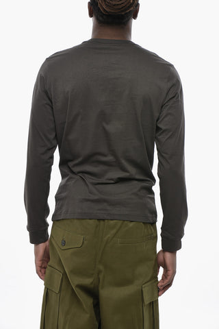 Long-Sleeve T-Shirt T-DIEGO-LS-CREW with Embossed Logo