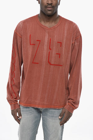 Long-Sleeve Crew Neck T-Shirt T-BOXT-LS-Q2 with Velour Details