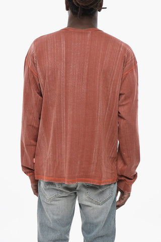 Langärmeliges Rundhals-T-Shirt T-BOXT-LS-Q2 mit Veloursdetails