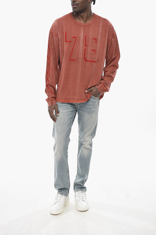 Langärmeliges Rundhals-T-Shirt T-BOXT-LS-Q2 mit Veloursdetails