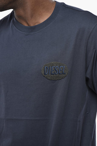 Solid-Color Crew Neck T-Shirt T-JUST-SMALL with Embroidered Logo