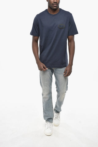 Solid-Color Crew Neck T-Shirt T-JUST-SMALL with Embroidered Logo