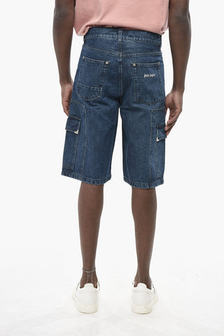 Dark Wash Denim Cargo Shorts METAL FRAME