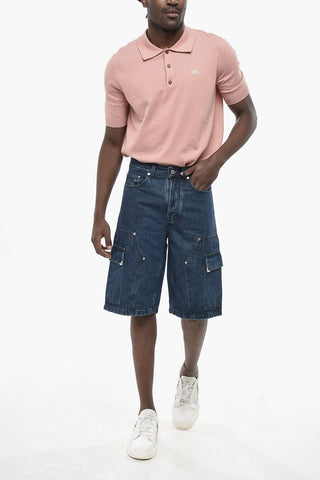 Dark Wash Denim Cargo Shorts METAL FRAME