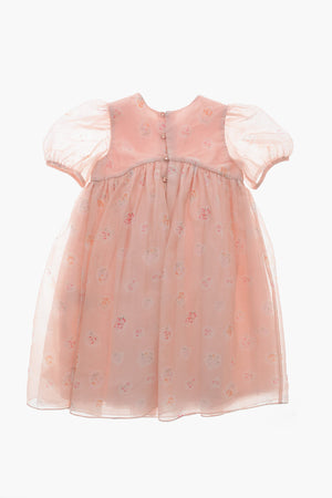 Silk Dress with Floral Print and Tulle Skirt