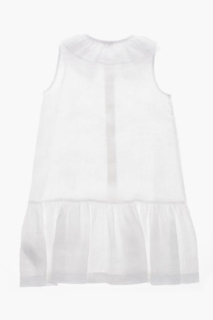 Sleeveless Linen Shirt Dress with Ruffle Details