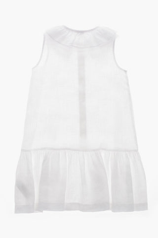 Ärmelloses Leinen-Hemdkleid mit Rüschen
