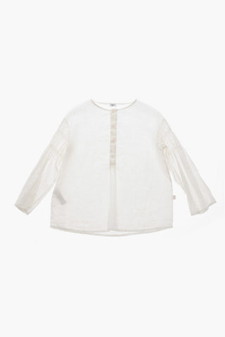Blusa in Lino con Maniche Svasate