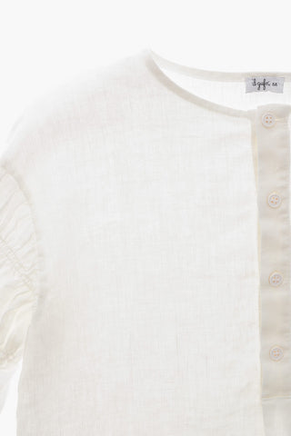 Blusa in Lino con Maniche Svasate
