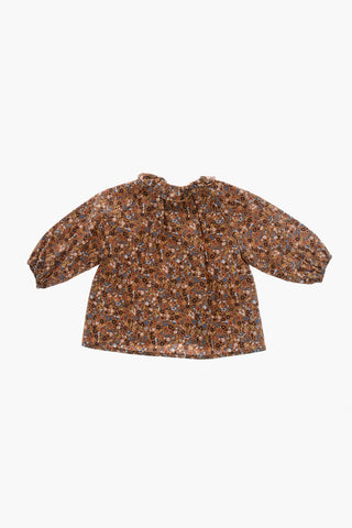 Floral-Print Cotton Blouse with Puff Sleeves