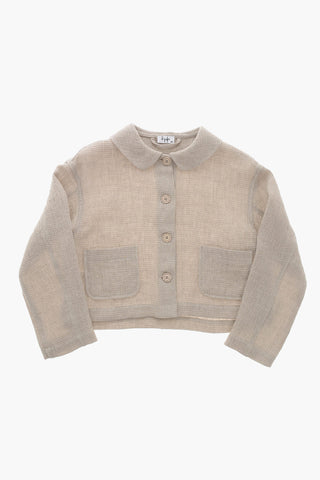 Leinenblazer mit Wabenstruktur und aufgesetzten Taschen