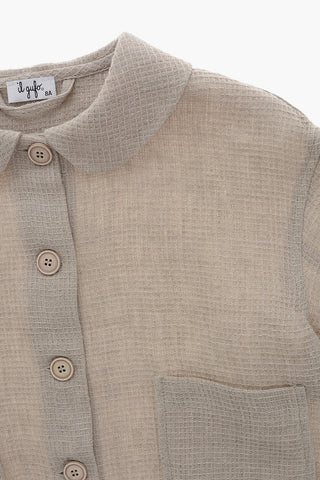 Leinenblazer mit Wabenstruktur und aufgesetzten Taschen