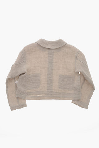 Leinenblazer mit Wabenstruktur und aufgesetzten Taschen