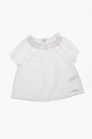Kurzärmelige Bluse mit Rüschenkragen